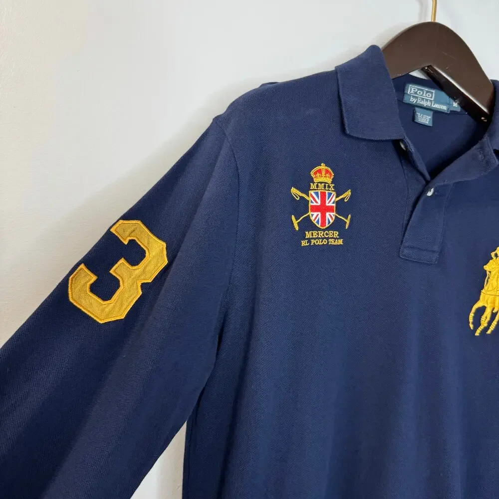 POLO by Ralph Lauren Rugby Big Pony Long Sleeve Polo Shirt Blue Men's M - Picture 4 of 8